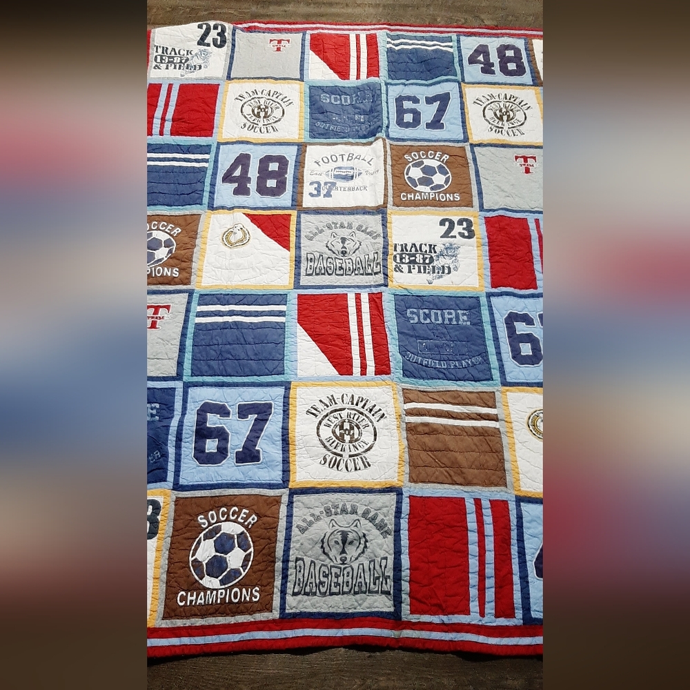 Pottery Barn Kids Quilt Twin Queen Sports Theme Blanket